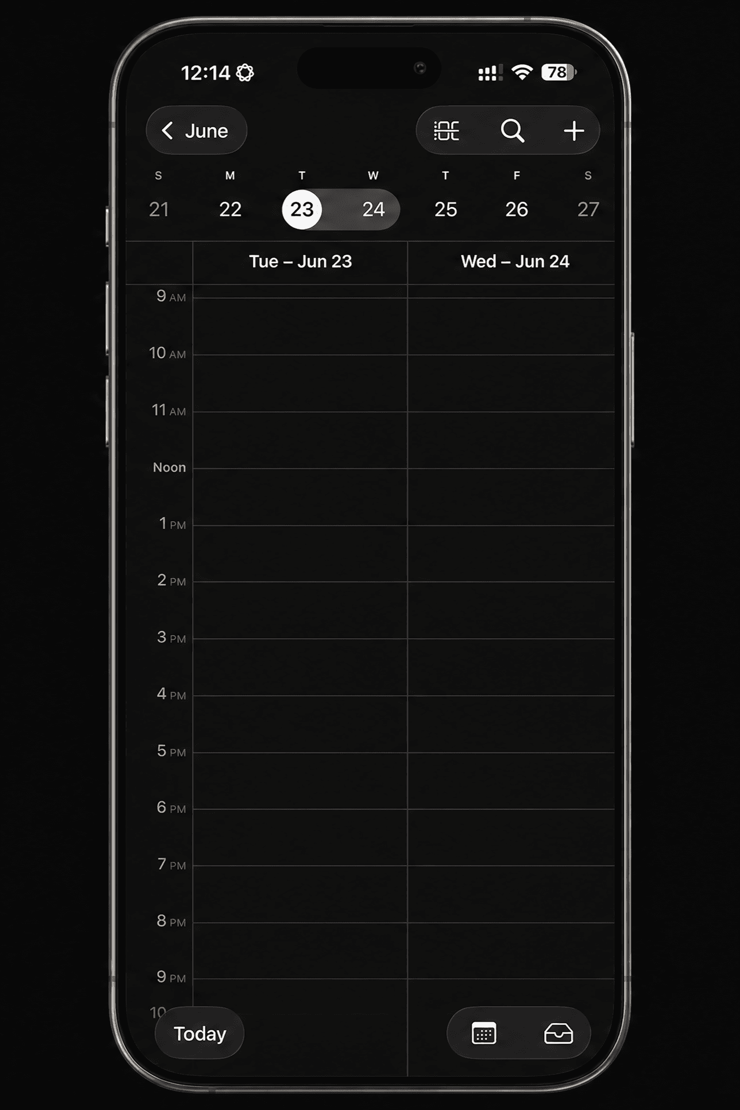 An empty calendar with no time tracked