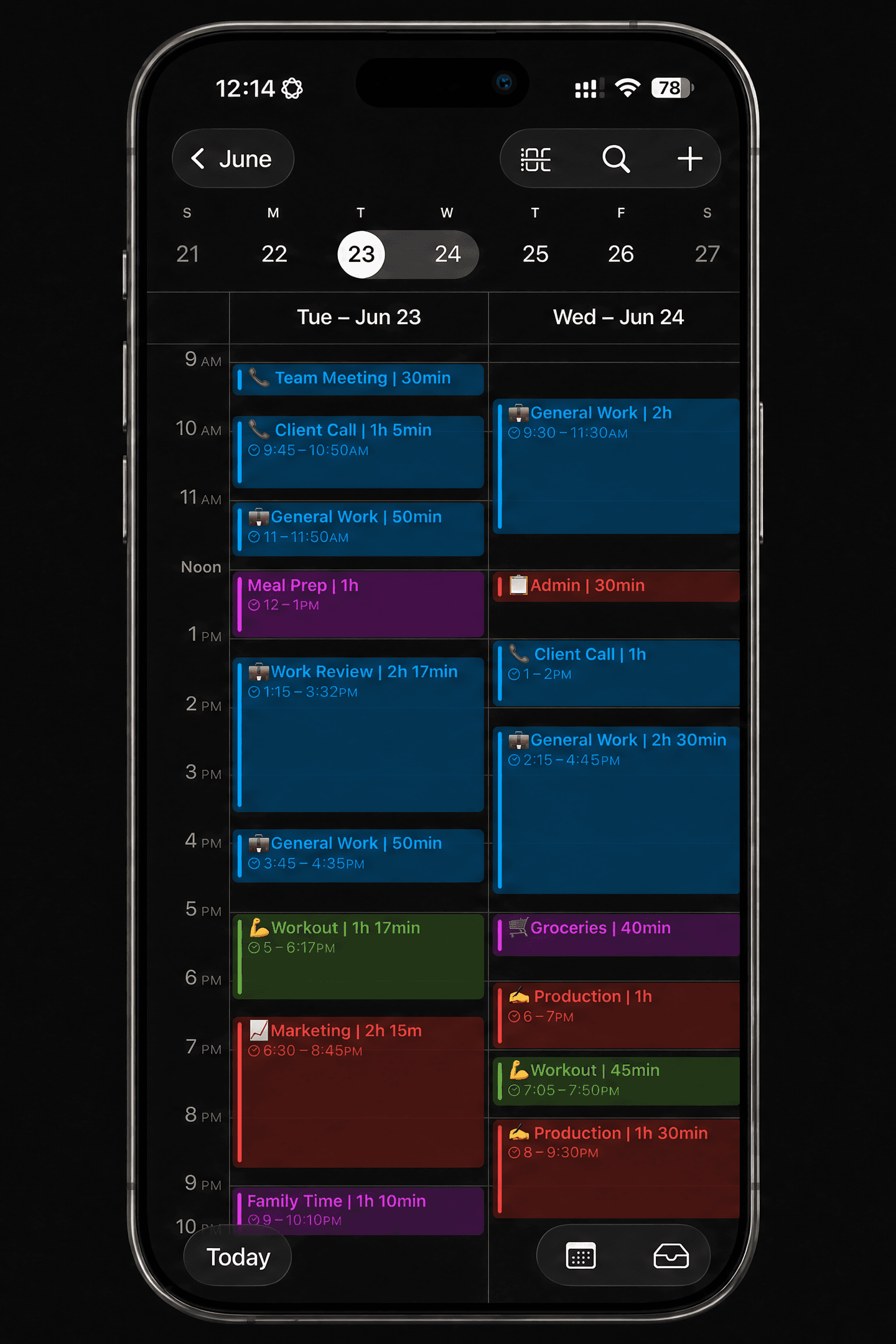 A full calendar with every block tracked